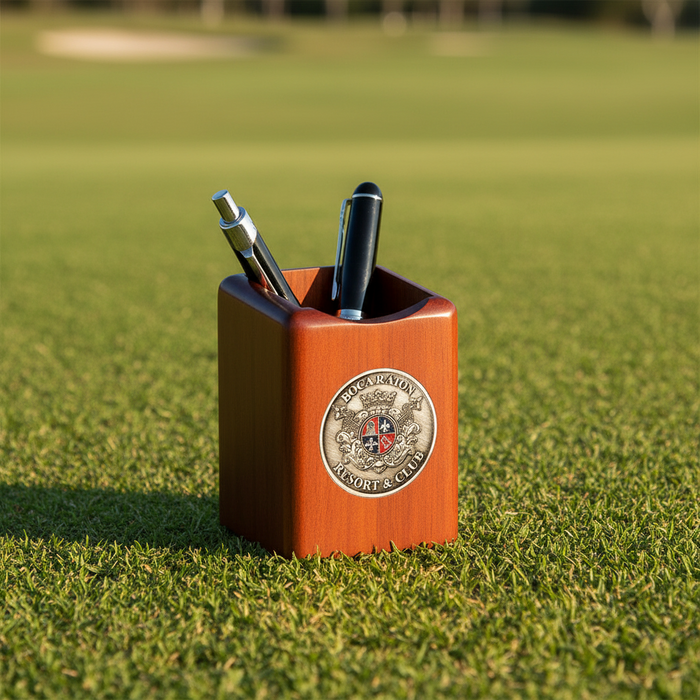 Custom Logo Rosewood Pen & Pencil Cup Gift Boxed
