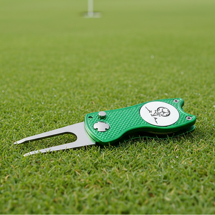 Custom Logo TiTUS® Steel Golf Divot Tool with Alloy Handle & White Ball Marker