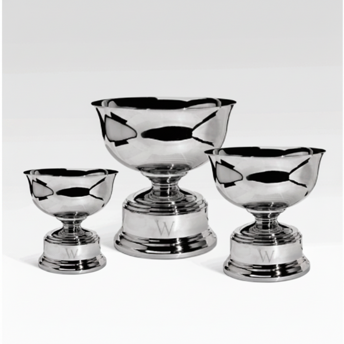 Custom Engraved Golf Pedestal Bowl Award with Nickel Finish