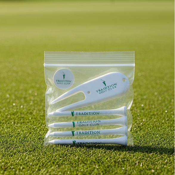 Custom Logo Golf Trio Pack of 4 Tees 1 Ball Marker & 1 Divot Tool