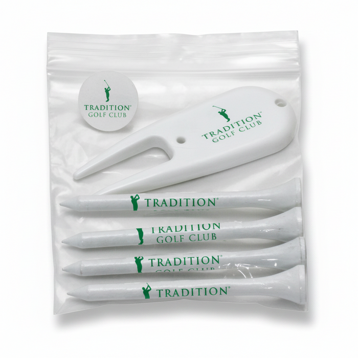 GOLF TRIO PACK OF 4 TEES, 1 BALL MARKER & 1 DIVOT TOOL-Tournamentshowroom.com