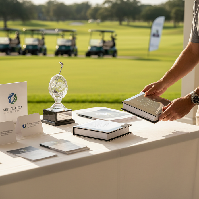 Custom Logo Engraved Golf Photo Album Nickel Plated