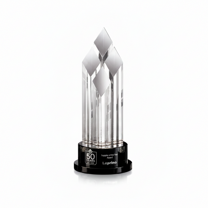 Custom Etched Optic Crystal Pinnacle Award-Tournamentshowroom.com