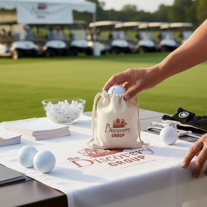 Custom Logo Cotton Canvas Golf Ditty Pouch Drawstring Bag - Tournamentshowroom.com