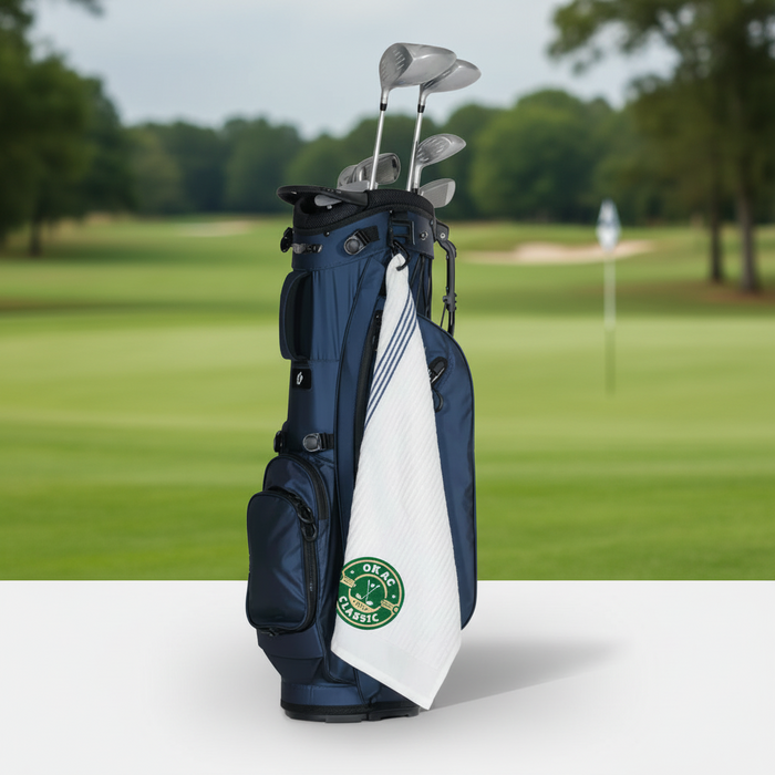 Custom Logo Golf Rally Towel Compact Ribbed with Carabiner