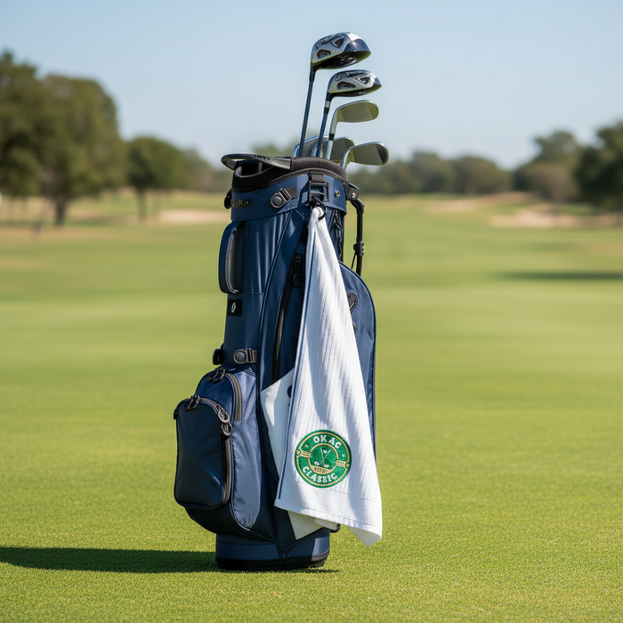 Custom Logo Golf Rally Towel Compact Ribbed with Carabiner