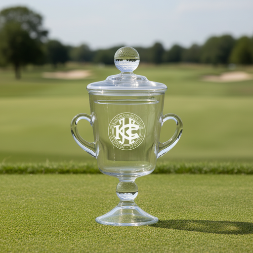 Custom Etched Logo 10" Unique Mouth-blown Crystal Golf Award-Tournamentshowroom.com