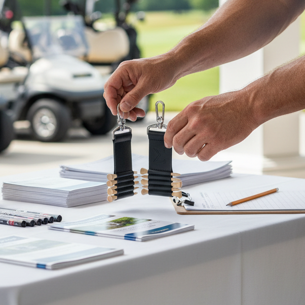 Custom Logo Golf Tee Holder Keychain with Bamboo Tees