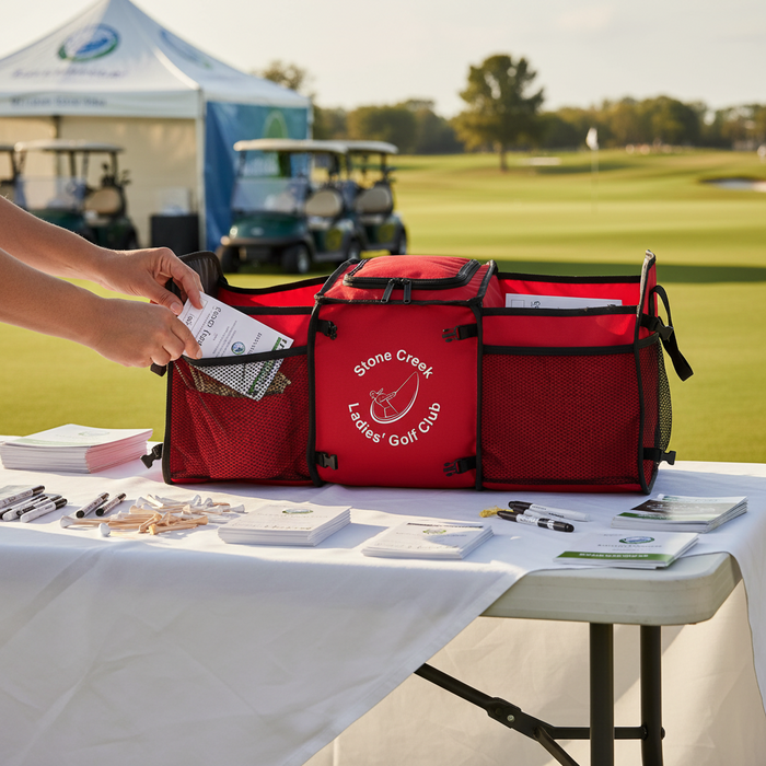 Custom Logo Golf Trunk Cooler Organizer 12-Can Capacity - Tournamentshowroom.com
