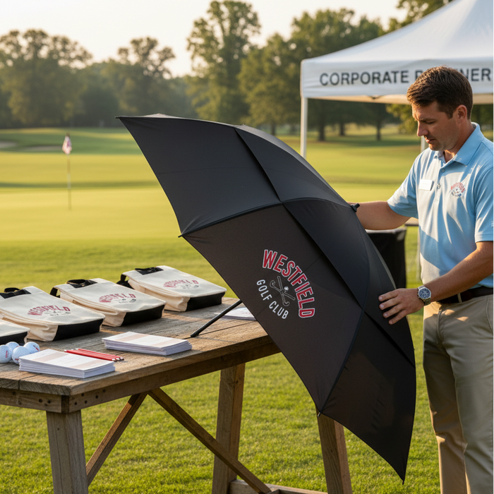 Custom Logo 68" Golf Umbrella with Vented Waterproof Canopy