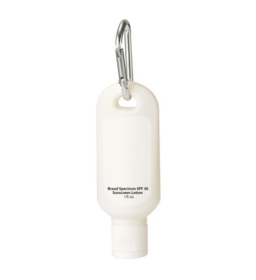 Custom Logo  1 Oz SPF 30 Clip On Sunscreen with Carabiner - Tournamentshowroom.com