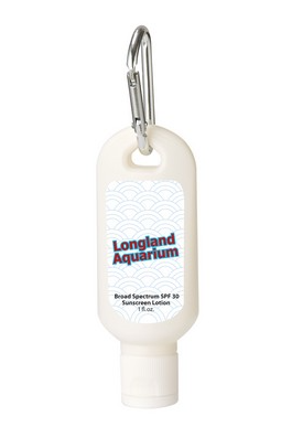 Custom Logo  1 Oz SPF 30 Clip On Sunscreen with Carabiner - Tournamentshowroom.com