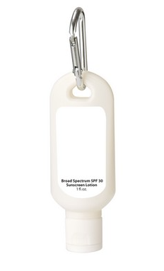 Custom Logo  1 Oz SPF 30 Clip On Sunscreen with Carabiner - Tournamentshowroom.com