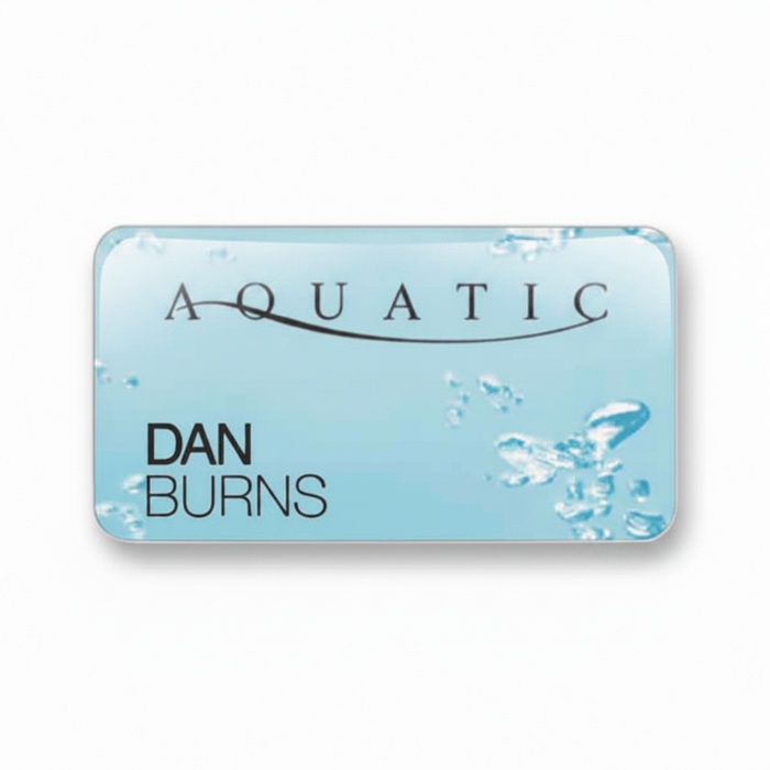 Custom Logo Printed Rectangle Name Badge with Personalization - Tournamentshowroom.com