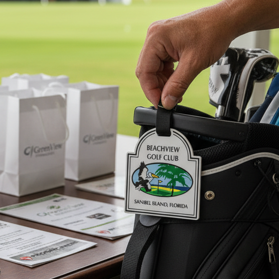 Custom Logo Plastic Club Bag Tag with Personalization