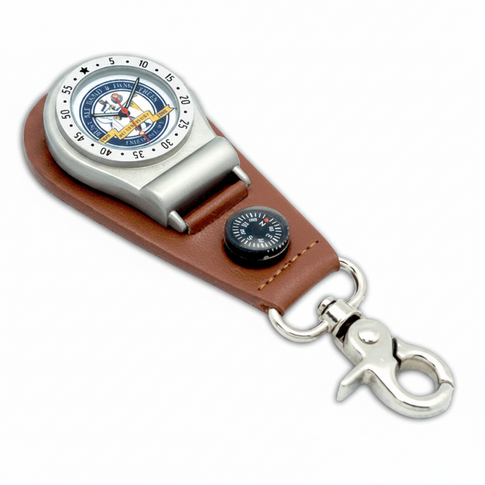 Custom Logo Pocket Watch with Belt Clip & Mini Compass