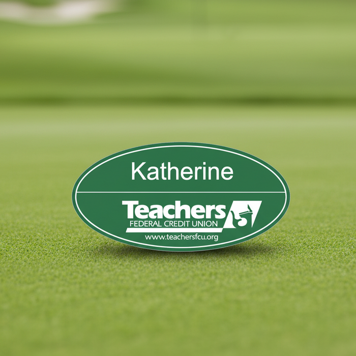 Custom Logo Oval Vinyl Name Badge with Personalized Logo - Tournamentshowroom.com