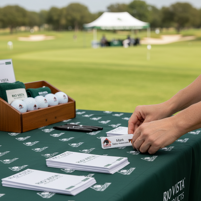 Custom Logo Golf Plastic Name Badge with Full-Color Print - Tournamentshowroom.com
