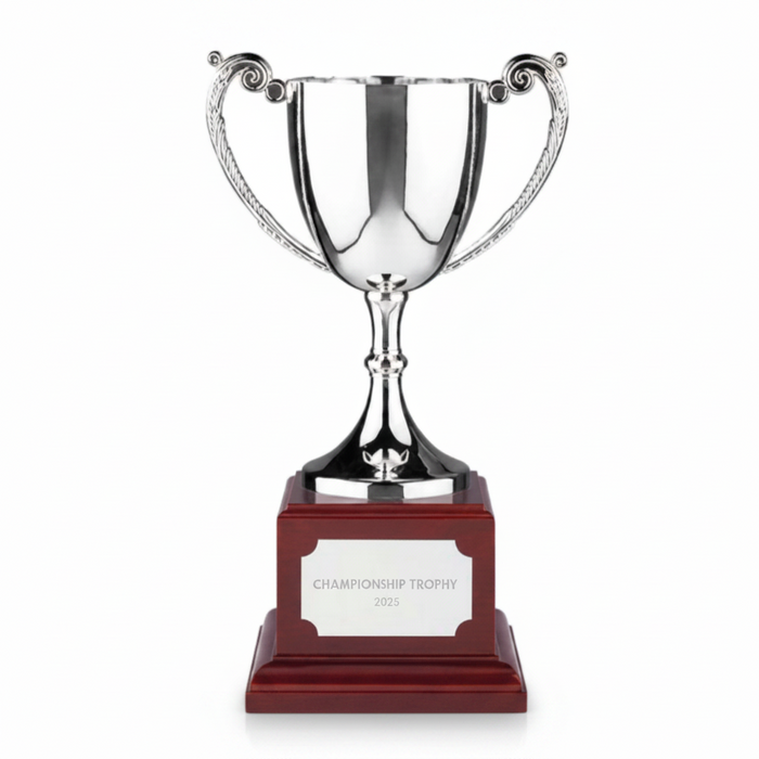 Custom Logo Engraved SWATKINS ENDURANCE NICKEL PLATED CUP AWARD-Tournamentshowroom.com