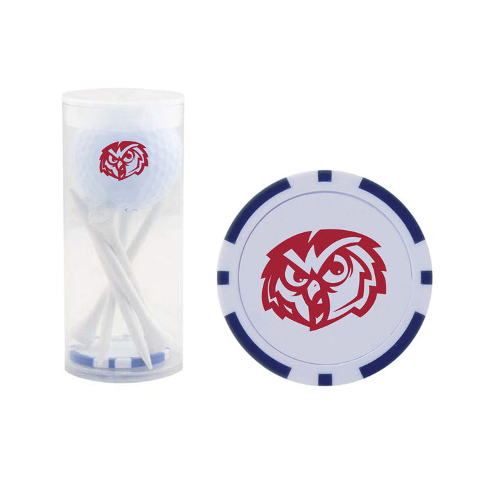 Custom Logo Golf 1 Ball & 5 Tee Tube Kit with Poker Chip Ball Marker