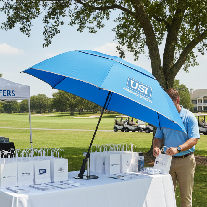 Custom Logo 62" Golf Umbrella with Reflective Trim