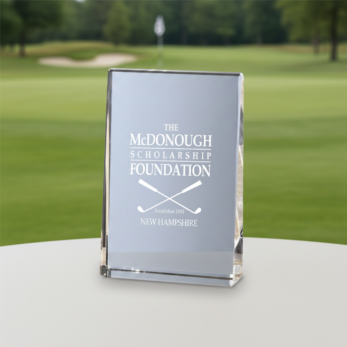 Custom Logo Vertical Wedge  Optical Crystal Golf Award