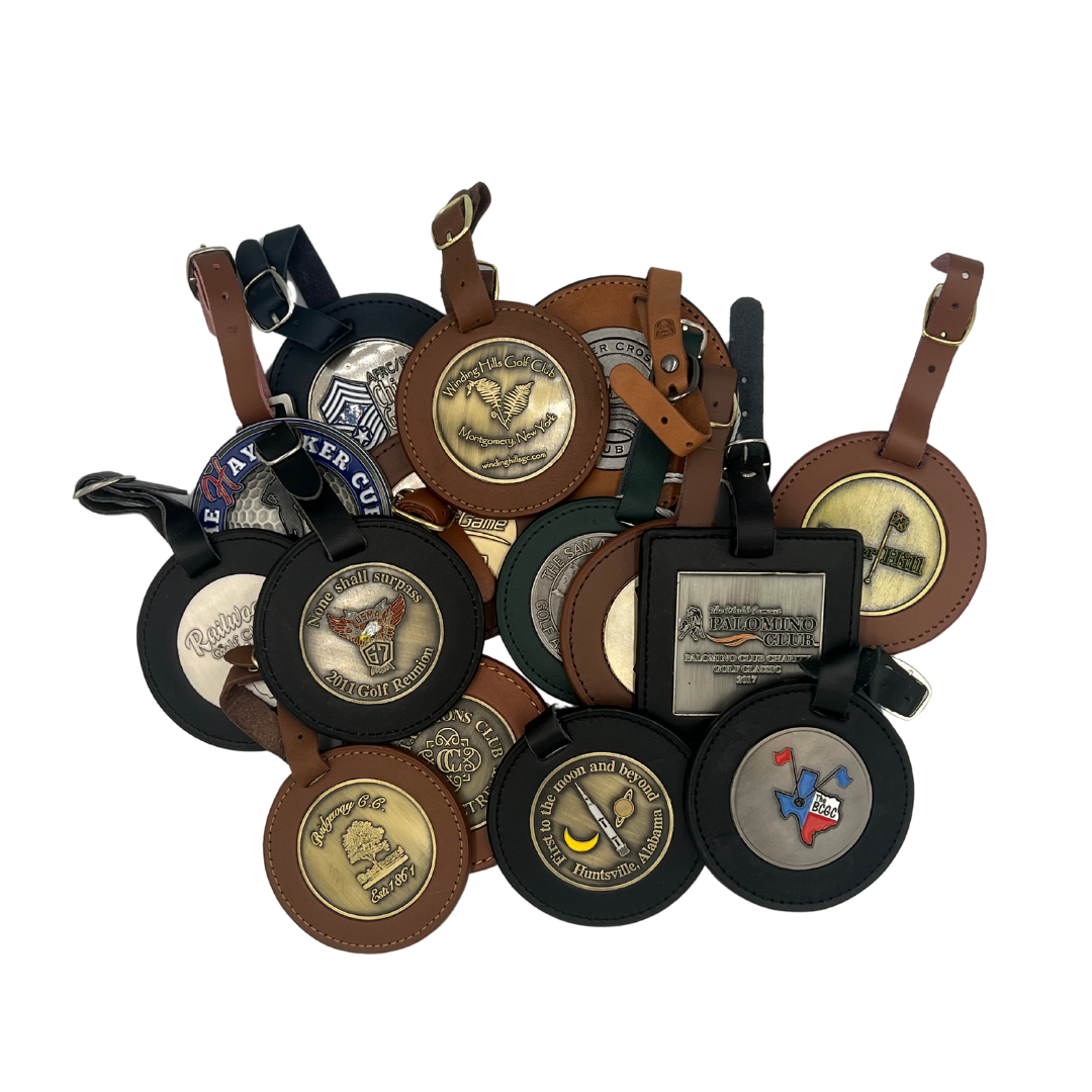 Round Leather Golf Bag Tag-Tournamentshowroom.com
