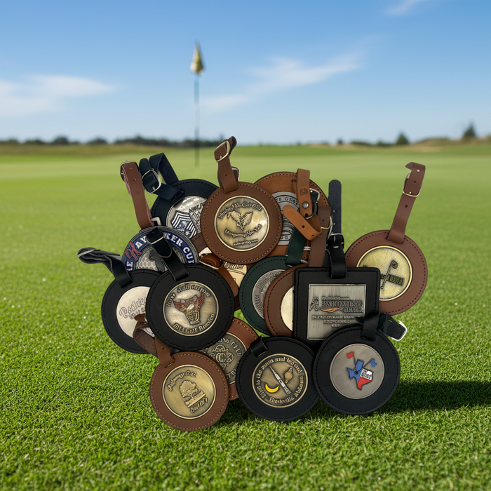 Custom Logo Round Leather Golf Bag Tag
