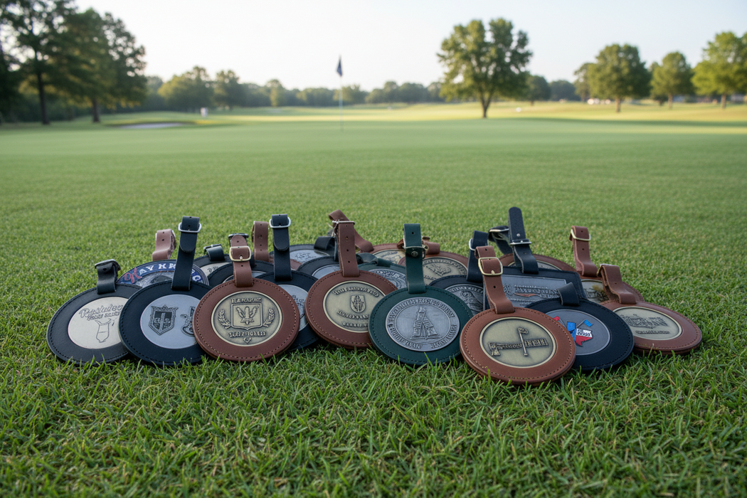 Round Leather Golf Bag Tag - Tournamentshowroom.com
