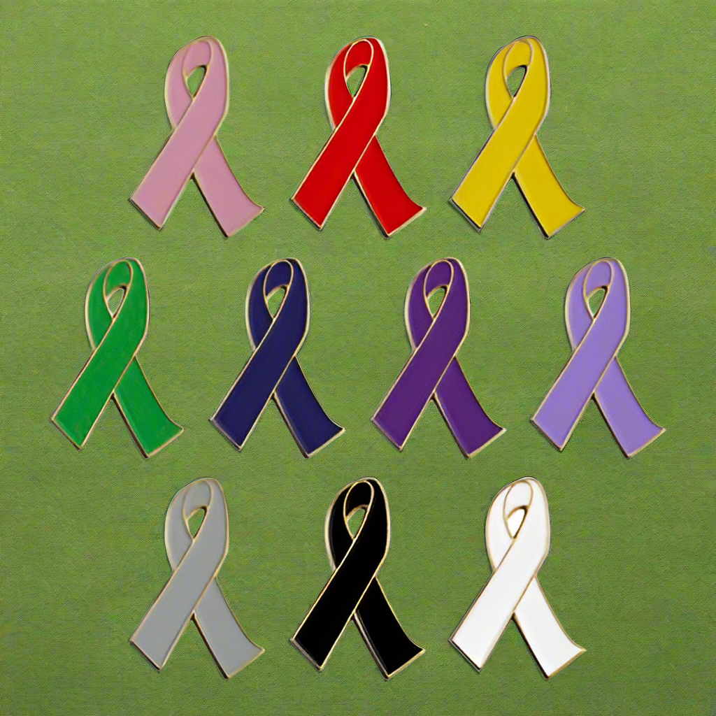 Custom Awareness Ribbon Lapel Pin with gold-plated soft enamel for charity golf tournaments and awareness events.