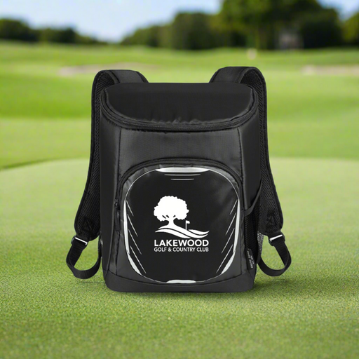 Custom Logo 18-can Golf Cooler Backpack for tournament giveaways and corporate golf events