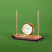 Custom Logo Burlwood Desk Set with engraved clock and gift box for golf tournament awards and corporate executive gifts.