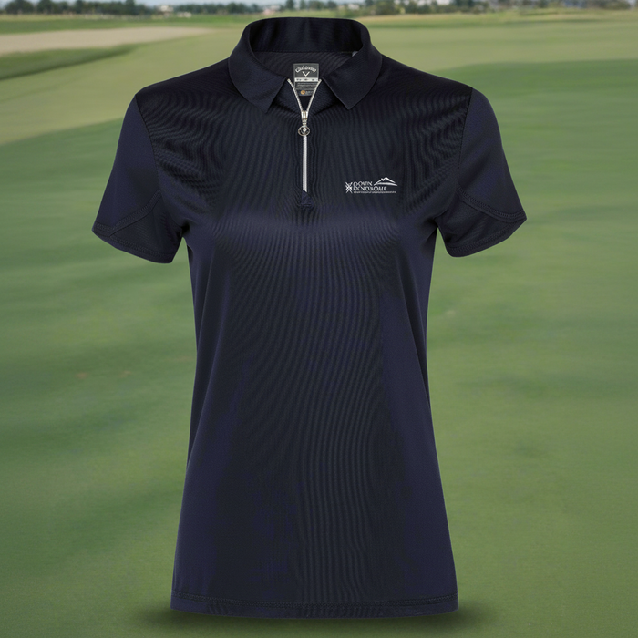 Custom Logo Callaway Ladies Tulip Sleeve Polo embroidered for golf tournaments and corporate apparel.