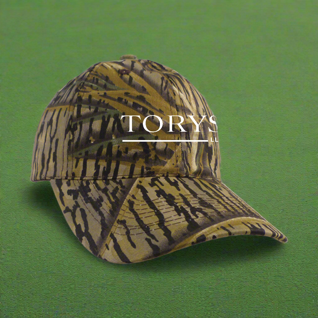 Custom Logo camouflage golf cap embroidered for golf tournaments and corporate giveaways.