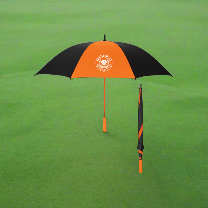 Custom Logo ChromaShield Golf Umbrella with large 60-inch canopy for golf tournaments and promotional giveaways.