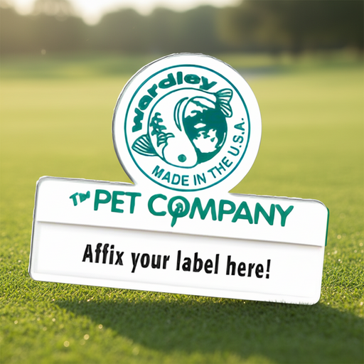 Custom Logo Circle Top name badge with round imprint area for golf tournaments and corporate event staff.
