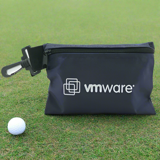 Custom Logo Clip-On Golf Ditty Bag with zipper for golf tournaments and promotional giveaways.