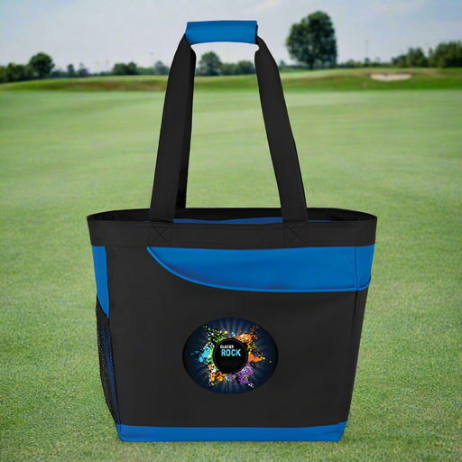 Custom Logo Convertible Cooler Tote Bag with removable insulated liner and custom branding for golf events.