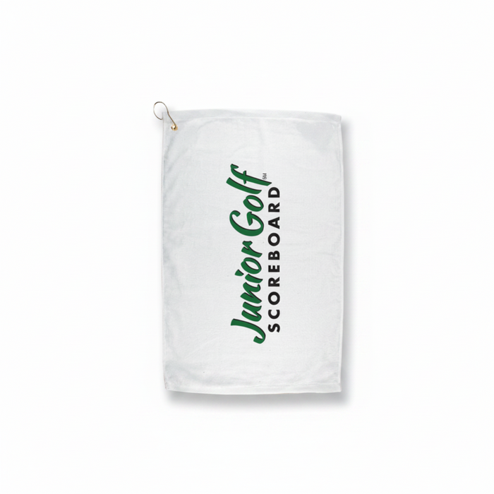 Custom logo cotton golf towel with company branding for golf tournaments