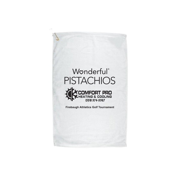 Custom logo cotton golf towel with personalized branding for corporate golf outings
