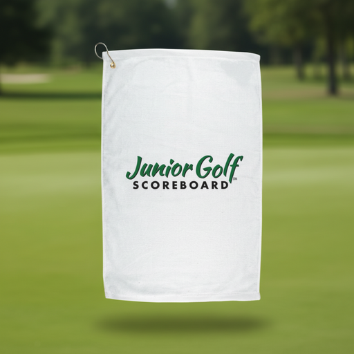 Custom logo 16x25 cotton golf towel with branded imprint for tournaments