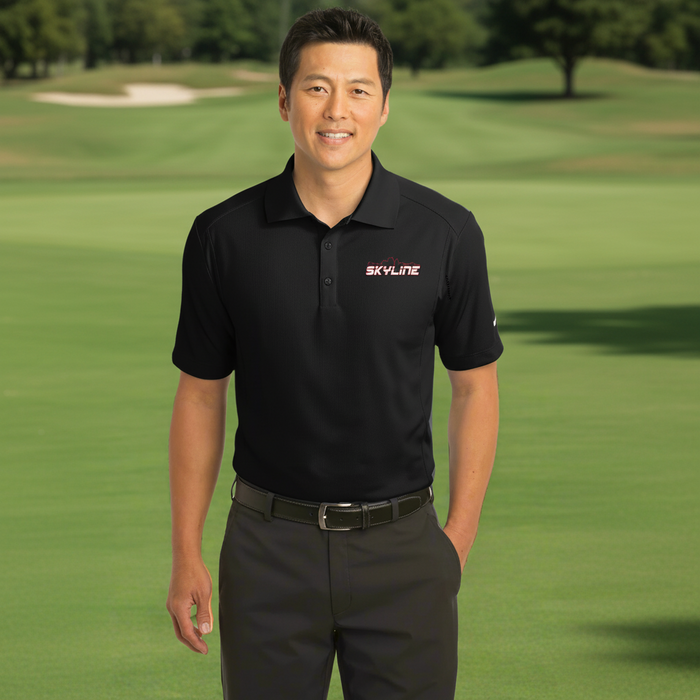 Custom Logo Embroidered Nike Dri-FIT Classic Golf Sport Shirt with company logo for golf tournaments and promotional events.
