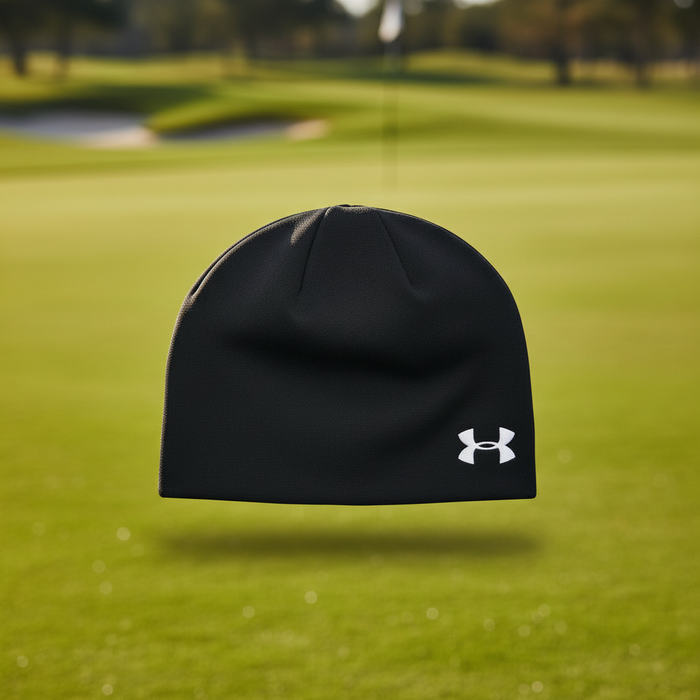 Custom Logo Embroidered Under Armour Storm Elements Beanie with company logo for golf tournaments and corporate apparel.
