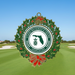Custom Logo Enamel Filled Wreath Golf Ornament featuring antique brass finish and colorful enamel accents for golf tournament holiday gifts.
