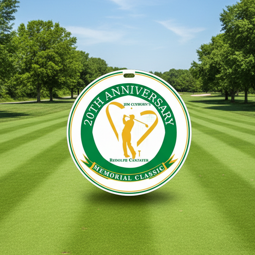 Custom Logo Full-Color Round Golf Bag Tag with strap for golf tournaments, club giveaways, and corporate golf events.