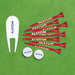 Custom Logo Golf Gift Pack with 8 tees, 2 ball markers, and divot tool for golf tournaments and corporate giveaways.