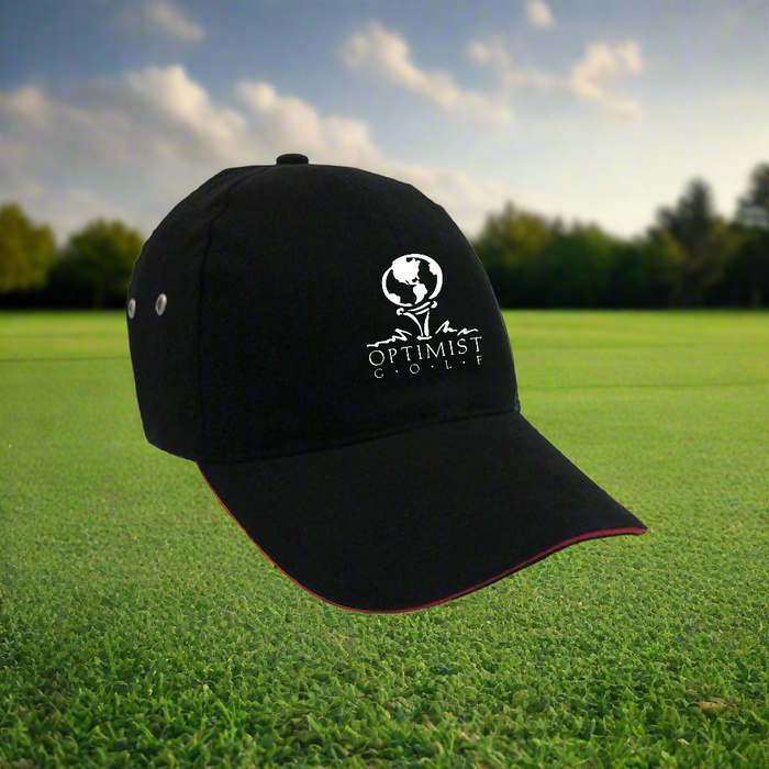 Custom Logo Lightweight Twill Sandwich Golf Cap with embroidered logo for golf tournament giveaways.