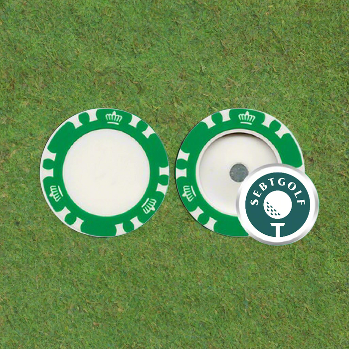 Custom Logo Magnetic Golf Ball Marker Poker Chip with removable magnetic marker for golf tournament giveaways.
