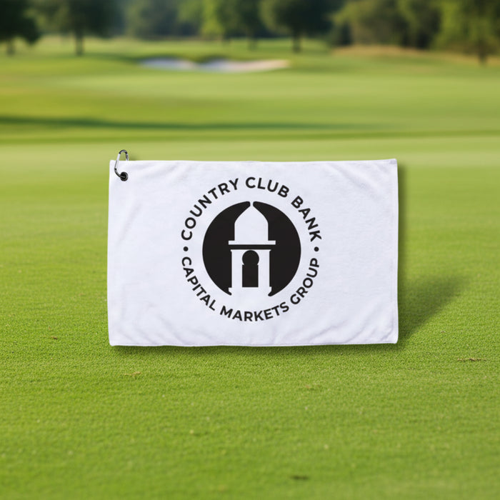 Custom logo 16x25 premium golf towel for promotional golf merchandise events