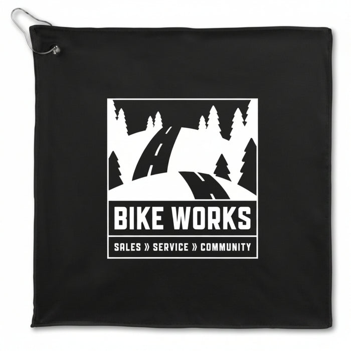 Folded custom logo recycled golf towel for promotional tournaments and golf outings